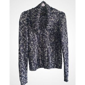 Outback Red Navy Blue & White Speckled Cawl Neck Knit Wool Blend Sweater XS